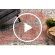 Tapis en laine NOUÉ MAIN Vintage 10488, cadre, ornement - bleu / rouge 