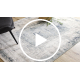 Tapis moderne DISTIN 0845A blanc / bleu marine / bleu - Abstraction, cadre, vintage, franges